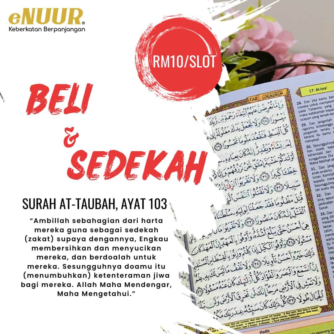 Beli & Sedekah adalah satu inisiatif Syarikat Enuur untuk menyalurkan bantuan kepada mereka yang kurang berkemampuan.